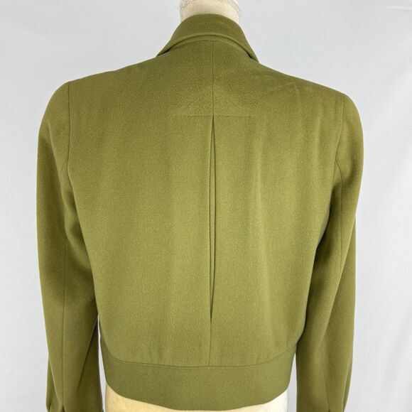 Vintage Olive Green Wool Blend Cropped Jacket Women’s Sz 8 Gold Button Military - Picture 11 of 16